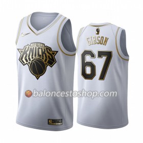 Camiseta Hombre NBA New York Knicks Taj Gibson 67 2019-20 Nike Blanco Golden Edition Swingman